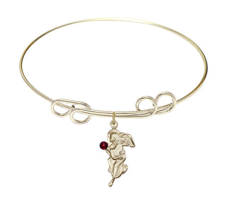 8 inch Round Double Loop Hamilton Gold Bangle Bracelet with a 14kt Gold Filled Guardian Angel charm.