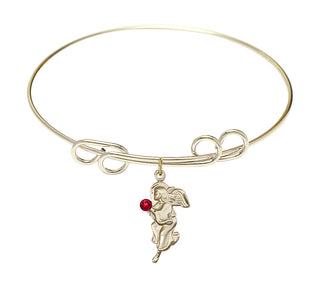 8 inch Round Double Loop Hamilton Gold Bangle Bracelet with a 14kt Gold Filled Guardian Angel charm.