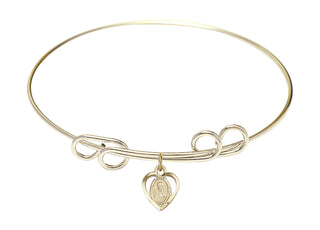 8 inch Round Double Loop Hamilton Gold Bangle Bracelet with a 14kt Gold Filled Scapular charm.