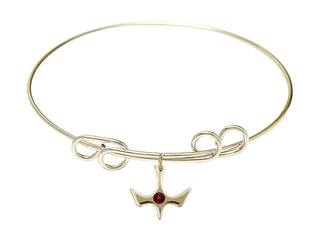 8 inch Round Double Loop Hamilton Gold Bangle Bracelet with a 14kt Gold Filled Holy Spirit charm.