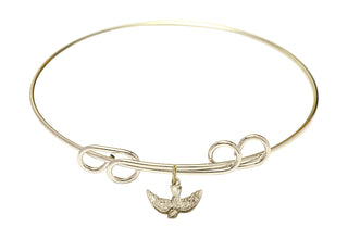 8 inch Round Double Loop Hamilton Gold Bangle Bracelet with a 14kt Gold Filled Holy Spirit charm.