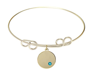 8 inch Round Double Loop Hamilton Gold Bangle Bracelet with a 14kt Gold Filled Plain Disc charm.