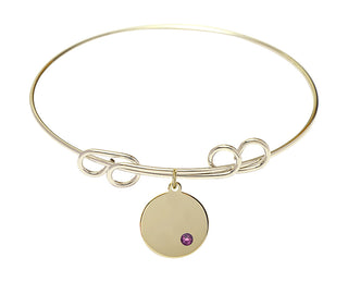 8 inch Round Double Loop Hamilton Gold Bangle Bracelet with a 14kt Gold Filled Plain Disc charm.