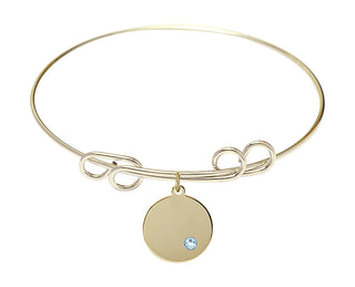 8 inch Round Double Loop Hamilton Gold Bangle Bracelet with a 14kt Gold Filled Plain Disc charm.
