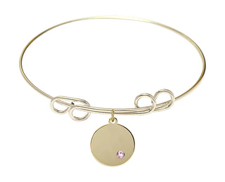 8 inch Round Double Loop Hamilton Gold Bangle Bracelet with a 14kt Gold Filled Plain Disc charm.