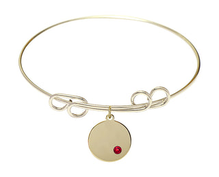 8 inch Round Double Loop Hamilton Gold Bangle Bracelet with a 14kt Gold Filled Plain Disc charm.