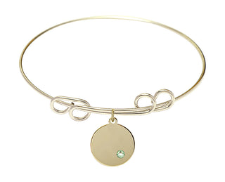8 inch Round Double Loop Hamilton Gold Bangle Bracelet with a 14kt Gold Filled Plain Disc charm.