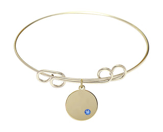 8 inch Round Double Loop Hamilton Gold Bangle Bracelet with a 14kt Gold Filled Plain Disc charm.