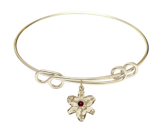 8 1/2 inch Round Double Loop Hamilton Gold Bangle Bracelet with a 14kt Gold Filled Chastity charm.