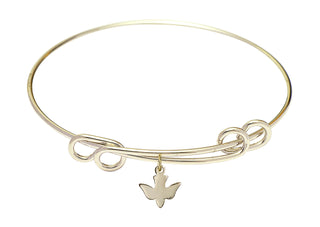 8 1/2 inch Round Double Loop Hamilton Gold Bangle Bracelet with a 14kt Gold Filled Holy Spirit charm.