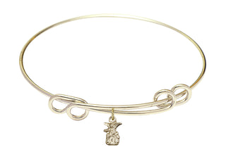 8 1/2 inch Round Double Loop Hamilton Gold Bangle Bracelet with a 14kt Gold Filled Littlest Angel charm.