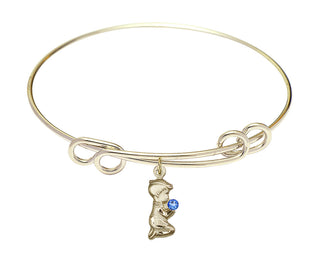 8 1/2 inch Round Double Loop Hamilton Gold Bangle Bracelet with a 14kt Gold Filled Praying Boy charm.
