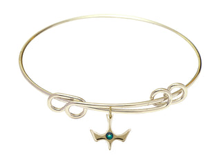 8 1/2 inch Round Double Loop Hamilton Gold Bangle Bracelet with a 14kt Gold Filled Holy Spirit charm.