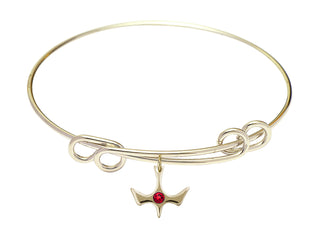 8 1/2 inch Round Double Loop Hamilton Gold Bangle Bracelet with a 14kt Gold Filled Holy Spirit charm.