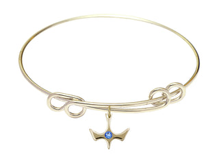 8 1/2 inch Round Double Loop Hamilton Gold Bangle Bracelet with a 14kt Gold Filled Holy Spirit charm.