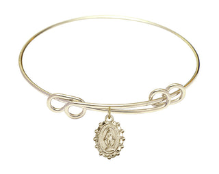 8 1/2 inch Round Double Loop Hamilton Gold Bangle Bracelet with a 14kt Gold Filled Miraculous charm.