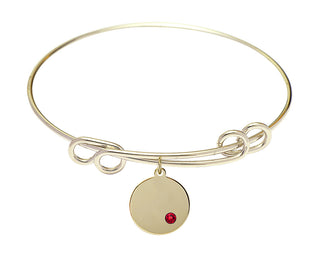 8 1/2 inch Round Double Loop Hamilton Gold Bangle Bracelet with a 14kt Gold Filled Plain Disc charm.