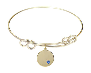8 1/2 inch Round Double Loop Hamilton Gold Bangle Bracelet with a 14kt Gold Filled Plain Disc charm.