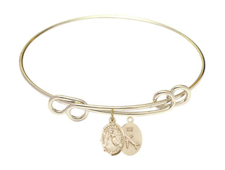 8 1/2 inch Round Double Loop Hamilton Gold Bangle Bracelet with a 14kt Gold Filled Saint Joseph of Cupertino charm.