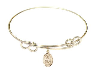8 1/2 inch Round Double Loop Hamilton Gold Bangle Bracelet with a 14kt Gold Filled Saint William of Rochester charm.