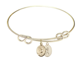 8 1/2 inch Round Double Loop Hamilton Gold Bangle Bracelet with a 14kt Gold Filled Saint Rita / Baseball charm.