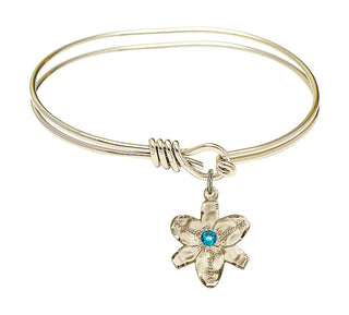 5 3/4 inch Oval Eye Hook Hamilton Gold Bangle Bracelet with a 14kt Gold Filled Chastity charm.