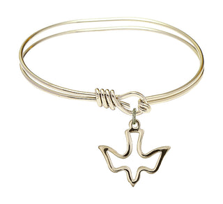 5 3/4 inch Oval Eye Hook Hamilton Gold Bangle Bracelet with a 14kt Gold Filled Holy Spirit charm.