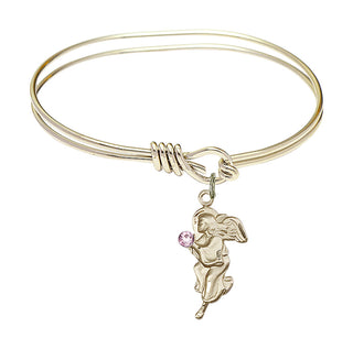 5 3/4 inch Oval Eye Hook Hamilton Gold Bangle Bracelet with a 14kt Gold Filled Guardian Angel charm.