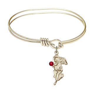 5 3/4 inch Oval Eye Hook Hamilton Gold Bangle Bracelet with a 14kt Gold Filled Guardian Angel charm.