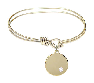 5 3/4 inch Oval Eye Hook Hamilton Gold Bangle Bracelet with a 14kt Gold Filled Plain Disc charm.