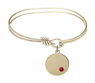 5 3/4 inch Oval Eye Hook Hamilton Gold Bangle Bracelet with a 14kt Gold Filled Plain Disc charm.