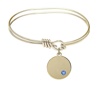 5 3/4 inch Oval Eye Hook Hamilton Gold Bangle Bracelet with a 14kt Gold Filled Plain Disc charm.