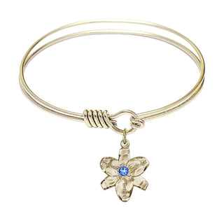 6 1/4 inch Round Eye Hook Hamilton Gold Bangle Bracelet with a 14kt Gold Filled Chastity charm.