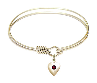 6 1/4 inch Round Eye Hook Hamilton Gold Bangle Bracelet with a 14kt Gold Filled Heart charm.