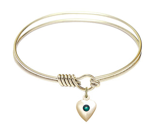 6 1/4 inch Round Eye Hook Hamilton Gold Bangle Bracelet with a 14kt Gold Filled Heart charm.