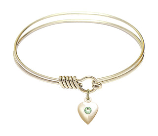 6 1/4 inch Round Eye Hook Hamilton Gold Bangle Bracelet with a 14kt Gold Filled Heart charm.