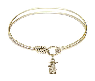 6 1/4 inch Round Eye Hook Hamilton Gold Bangle Bracelet with a 14kt Gold Filled Littlest Angel charm.