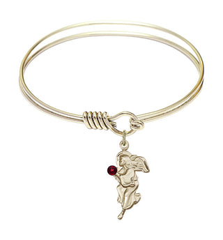 6 1/4 inch Round Eye Hook Hamilton Gold Bangle Bracelet with a 14kt Gold Filled Guardian Angel charm.