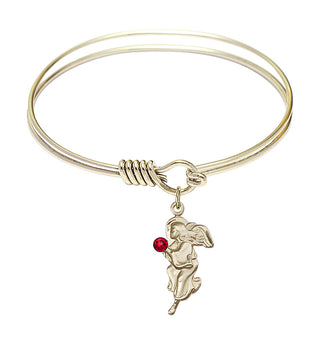 6 1/4 inch Round Eye Hook Hamilton Gold Bangle Bracelet with a 14kt Gold Filled Guardian Angel charm.