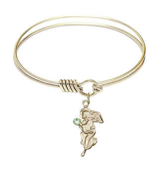 6 1/4 inch Round Eye Hook Hamilton Gold Bangle Bracelet with a 14kt Gold Filled Guardian Angel charm.