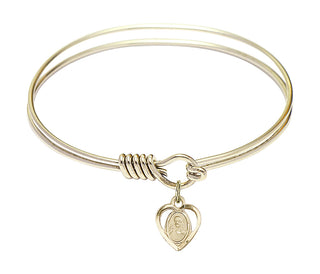6 1/4 inch Round Eye Hook Hamilton Gold Bangle Bracelet with a 14kt Gold Filled Scapular charm.