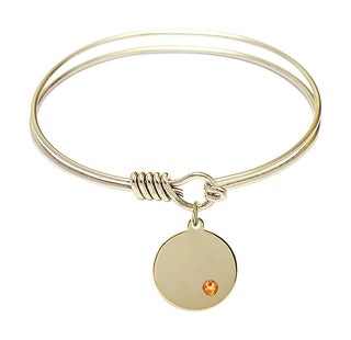 6 1/4 inch Round Eye Hook Hamilton Gold Bangle Bracelet with a 14kt Gold Filled Plain Disc charm.
