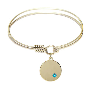 6 1/4 inch Round Eye Hook Hamilton Gold Bangle Bracelet with a 14kt Gold Filled Plain Disc charm.