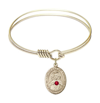 6 1/4 inch Round Eye Hook Hamilton Gold Bangle Bracelet with a 14kt Gold Filled Scapular charm.