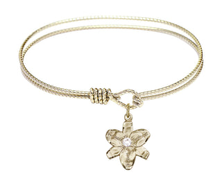6 1/4 inch Oval Eye Hook Hamilton Gold Bangle Bracelet with a 14kt Gold Filled Chastity charm.