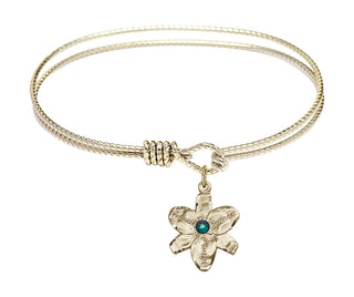 6 1/4 inch Oval Eye Hook Hamilton Gold Bangle Bracelet with a 14kt Gold Filled Chastity charm.