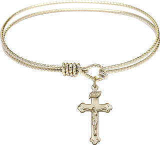 Bangle Bracelet with a Crucifix charm.