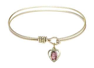 6 1/4 inch Oval Eye Hook Hamilton Gold Bangle Bracelet with a 14kt Gold Filled Miraculous charm.