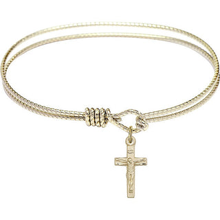 Bangle Bracelet with a Crucifix charm.