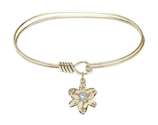 7 inch Oval Eye Hook Hamilton Gold Bangle Bracelet with a 14kt Gold Filled Chastity charm.